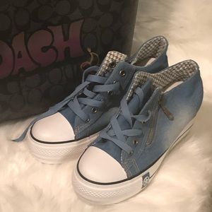 Denim platform fashion sneakers